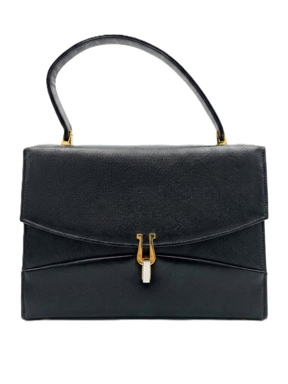 Classic Black Structured Frame Bag | Vintage Formal Evening Handbag